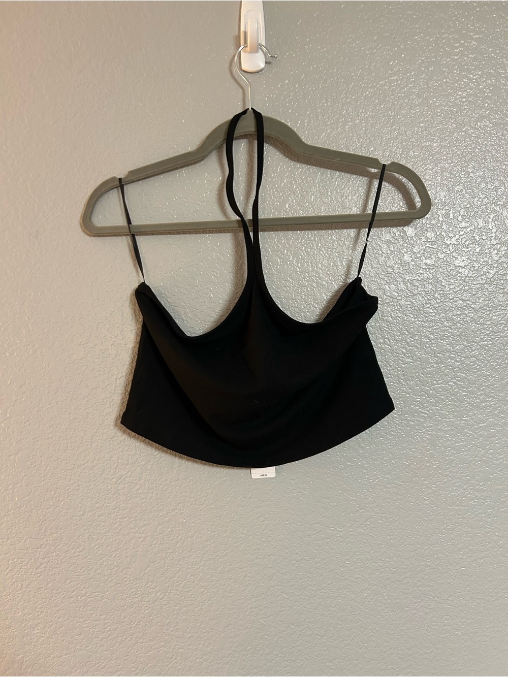 Women’s Express black Ribbed Halter Crop top Tank shirt size large